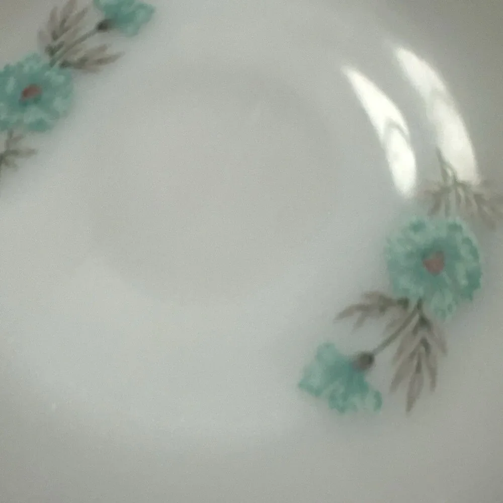 6 sets Vtg Anchor Hocking Fire King Milk Glass Bonnie Blue Flower Cup Saucer